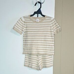 GAP Striped Beige and White Two-Piece Set